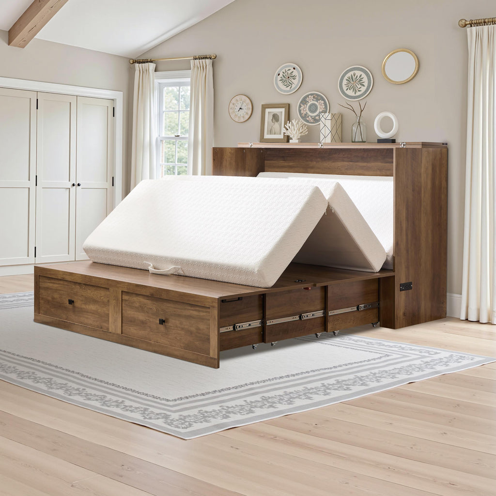 6 memory foam murphy bed wall bed storage drawer usb - Temu