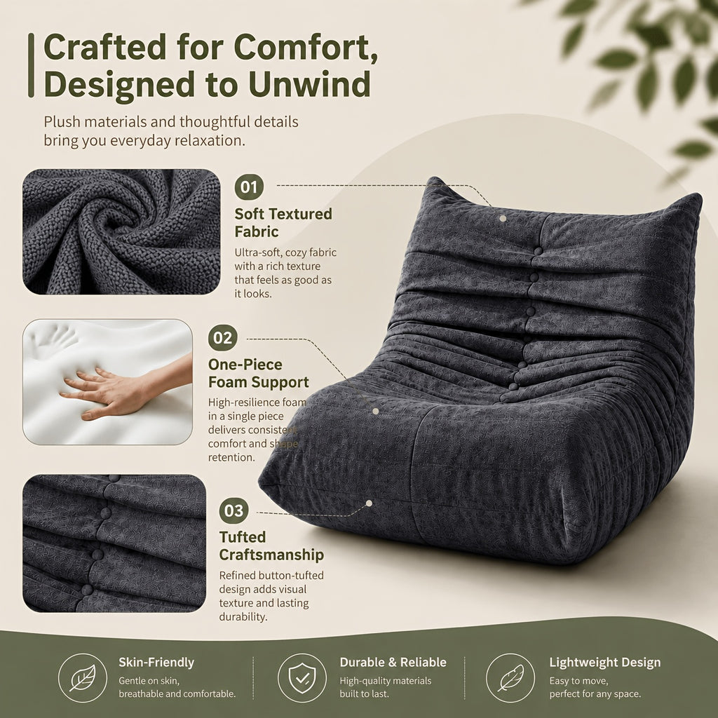 oversized bean bag chair   premium fabric foam filled - Temu