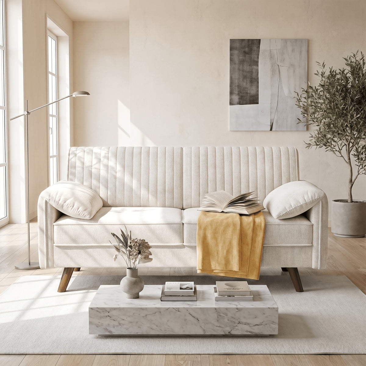 65 inch modern loveseat sofa padded   deep seat couch - Temu