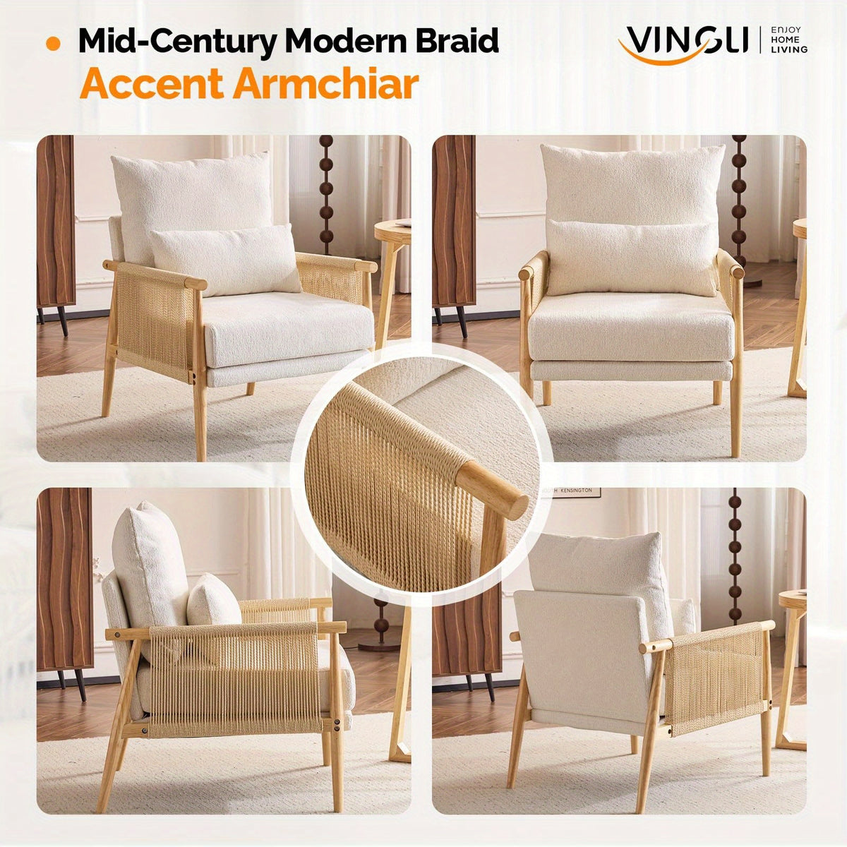 century modern accent chair solid wooden armrests - Temu