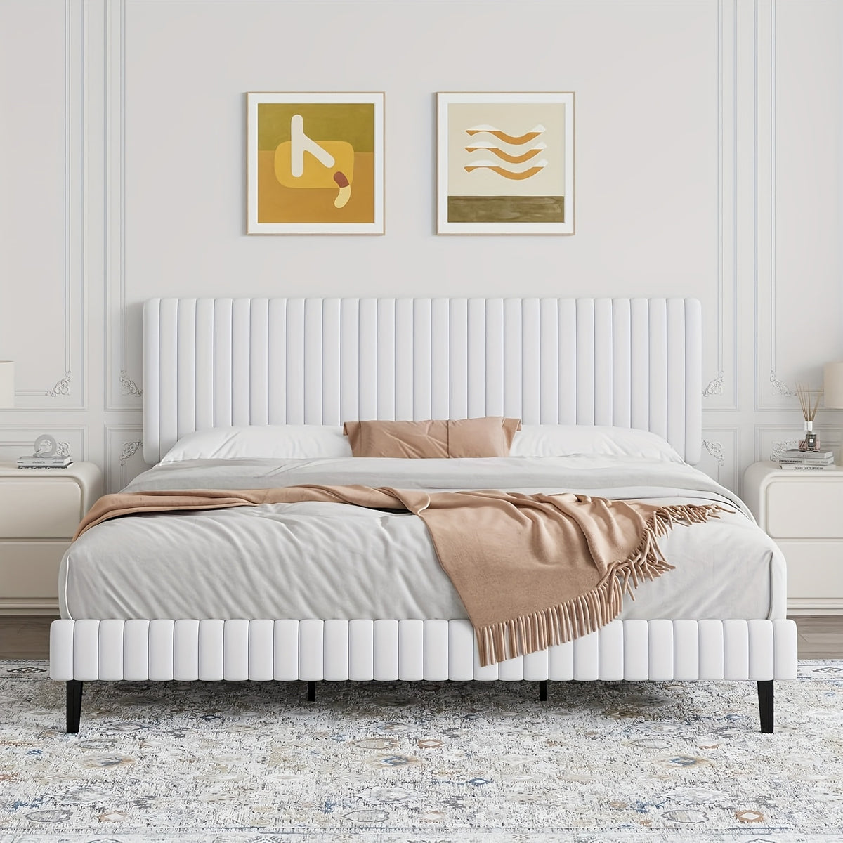 twin full queen king size bed frame velvet upholstered - Temu
