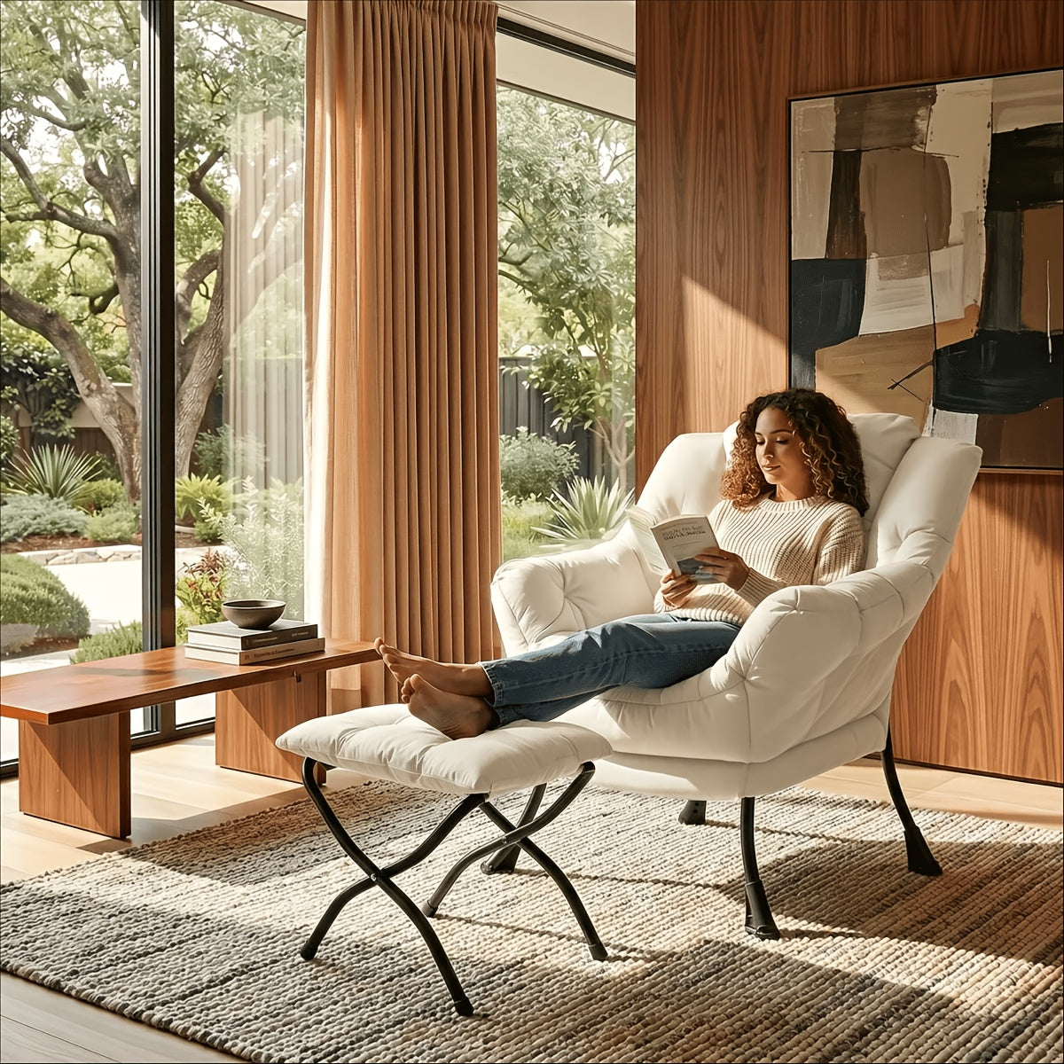 foldable   modern comfy lounge chair large - Temu
