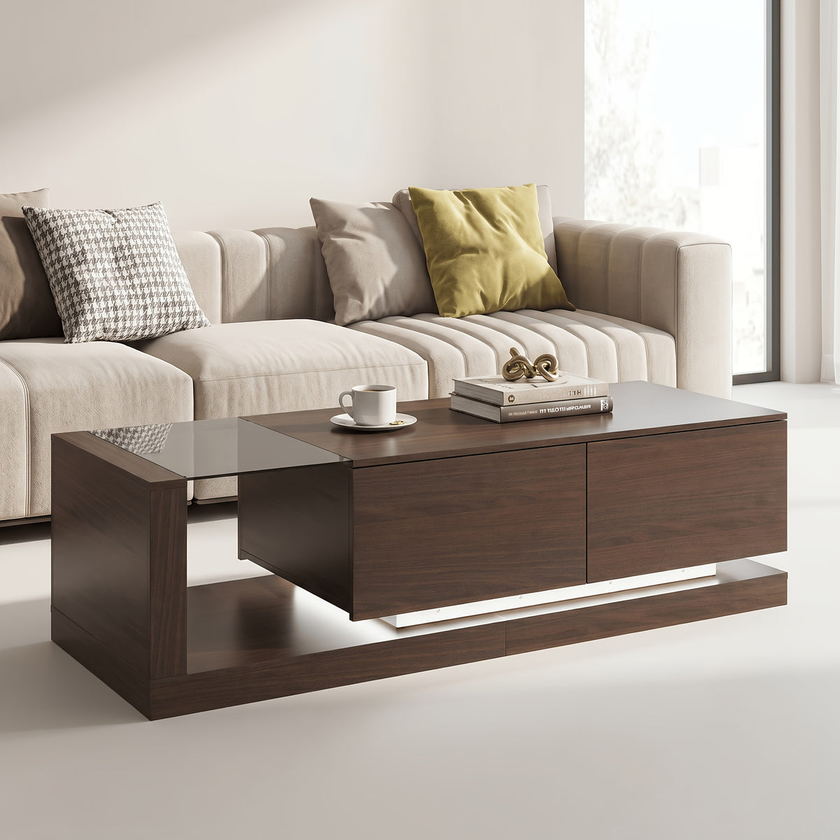 59 1 w modern coffee table adjustable led lights center - Temu