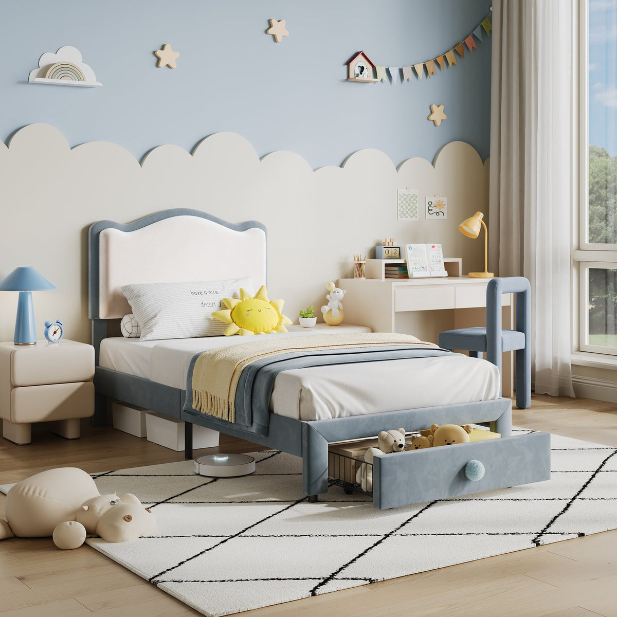 versatile scallop headboard twin bed frame storage drawer - Temu