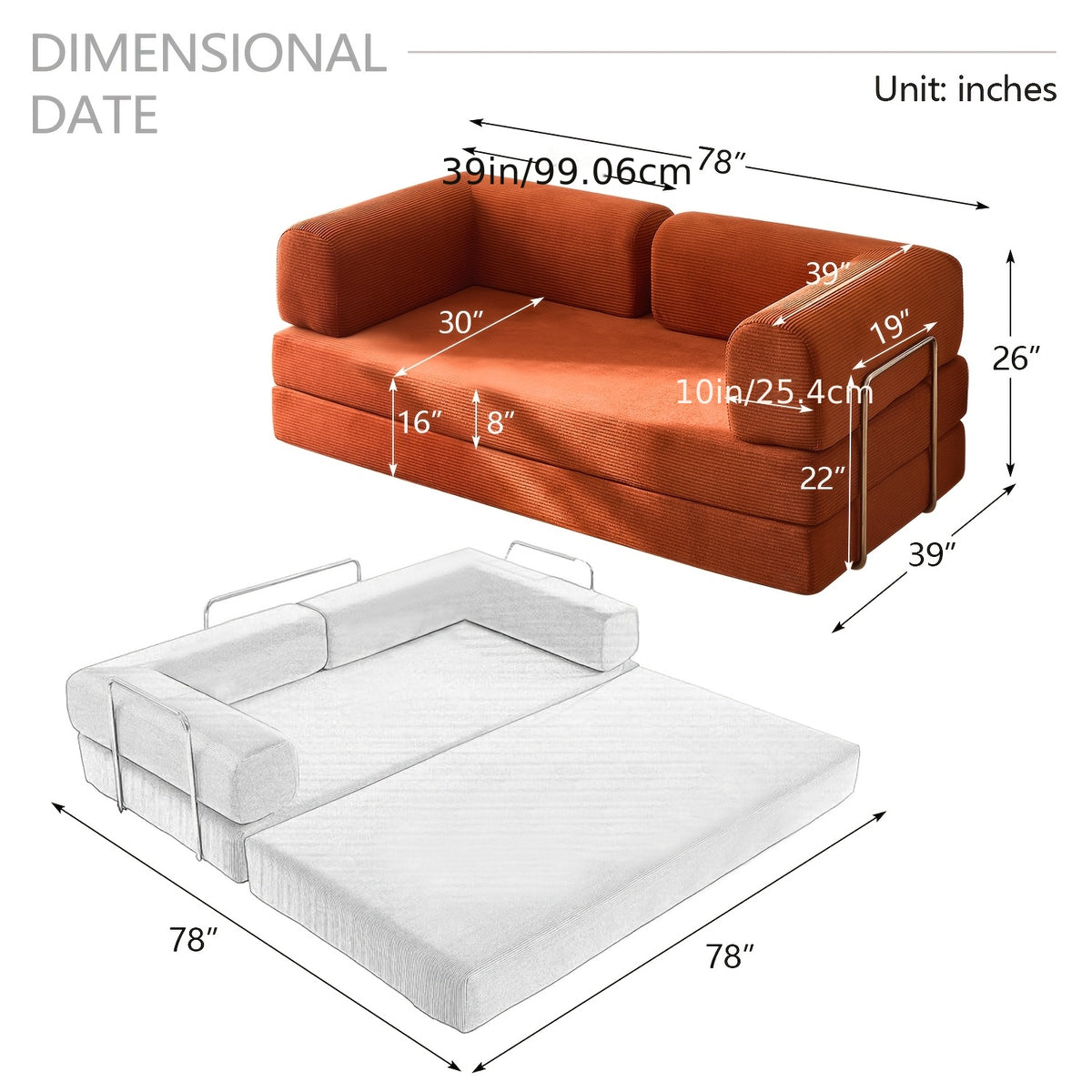 78 7 70 8 59 folding   bed convertible floor sofa - Temu