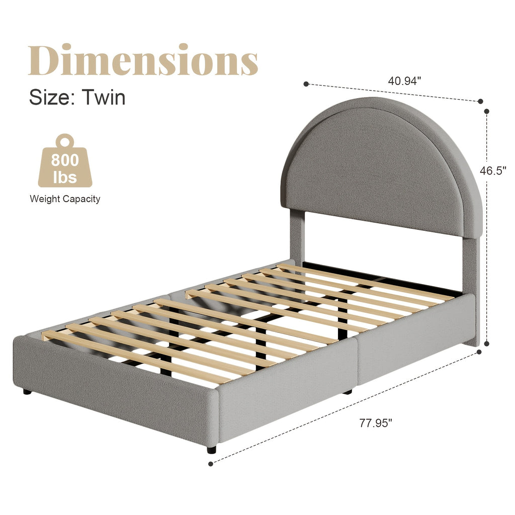 twin full queen king bed frame boucle upholstered headboard - Temu