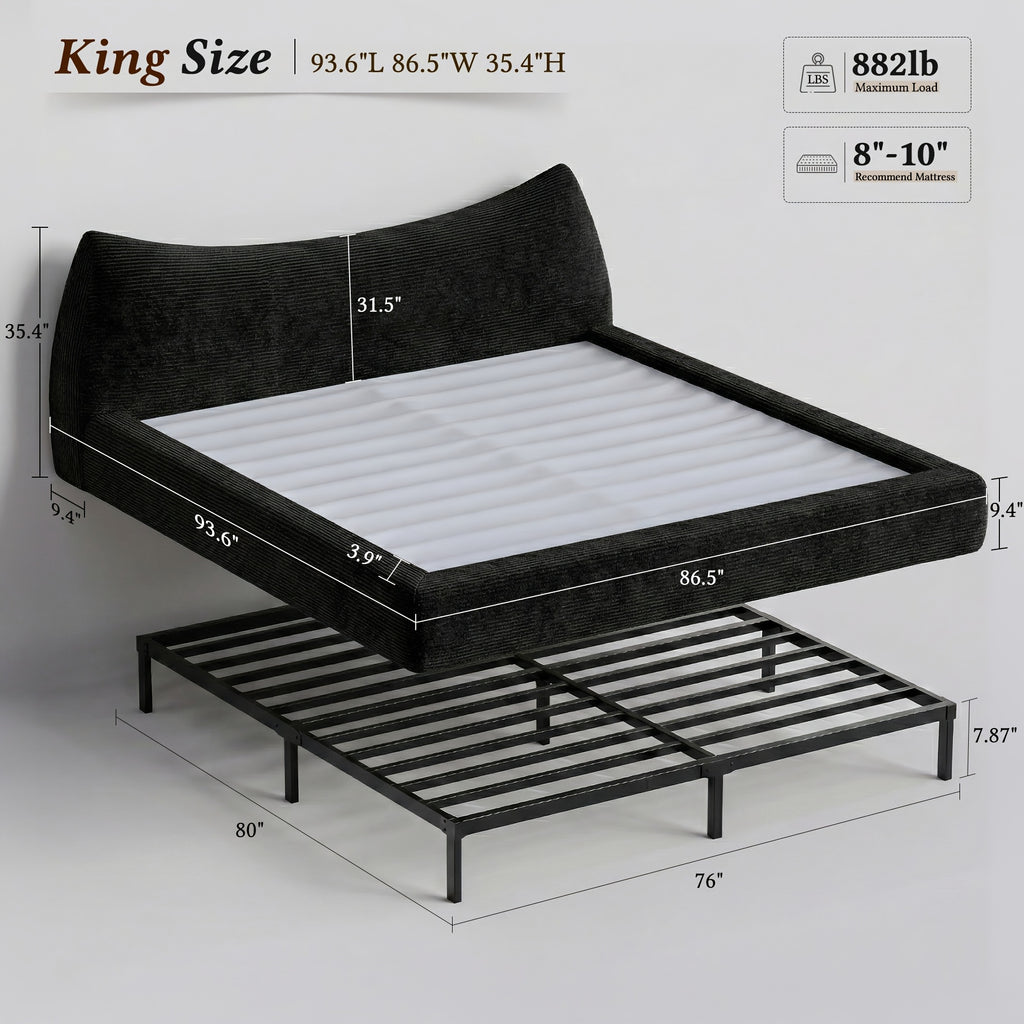 corduroy upholstered bed frame cat ear design - Temu