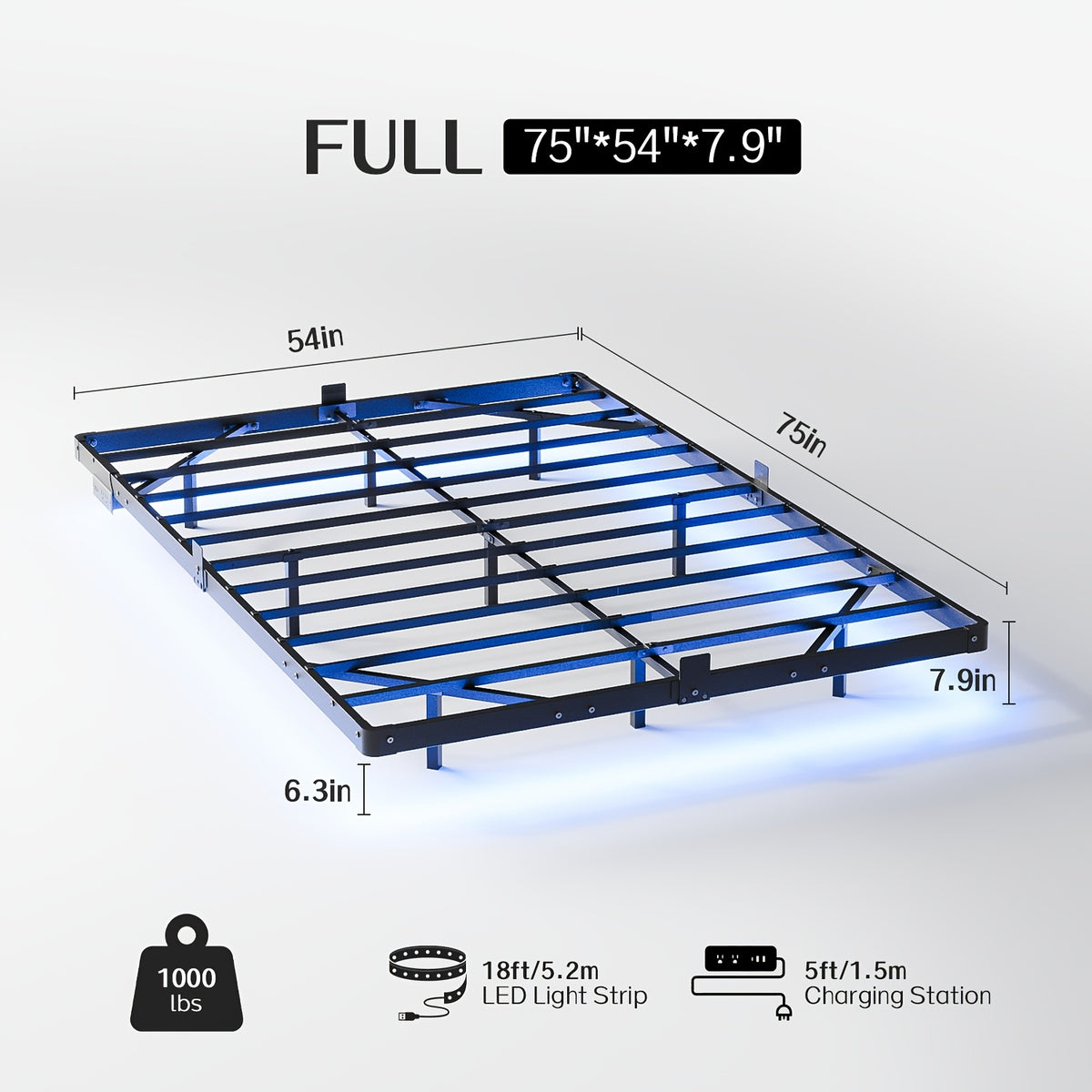 bed frame floats   led lighting a charging station - Temu
