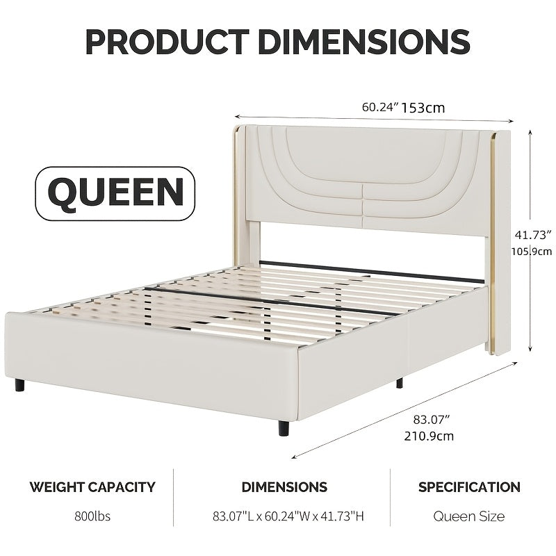 twin full queen size bed frame led lights bed headboard - Temu