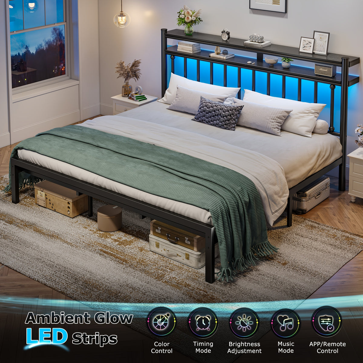 metal twin full queen king size bed frame 2 tier storage - Temu