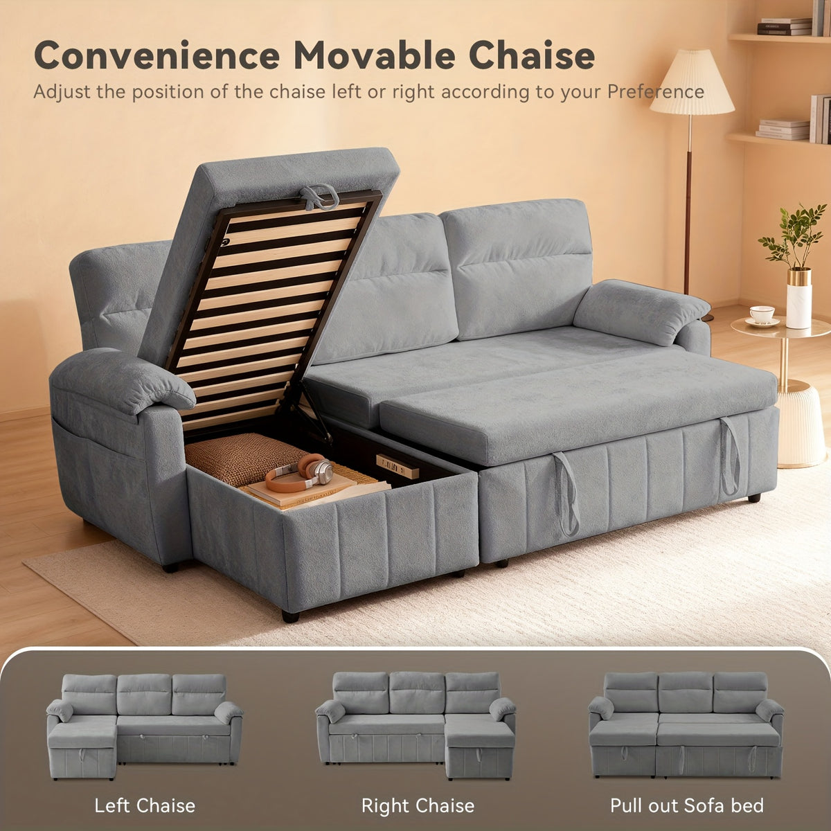 convertible sofa bed a pullout mattress featuring a chaise - Temu