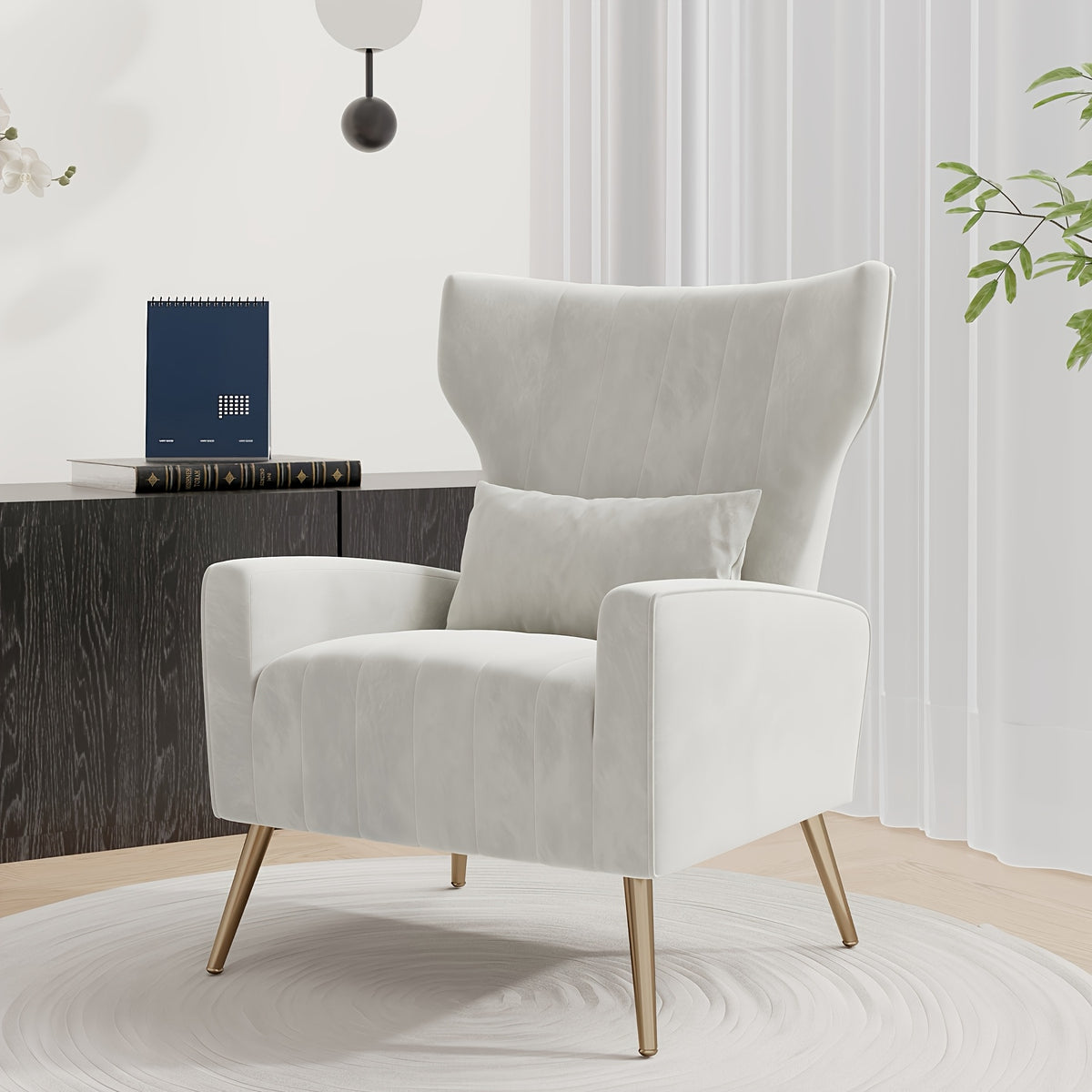 velvet accent chair wingback living room high back arm chair - Temu