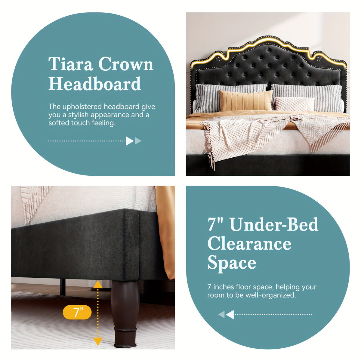 full queen king size bed frame adjustable velvet - Temu