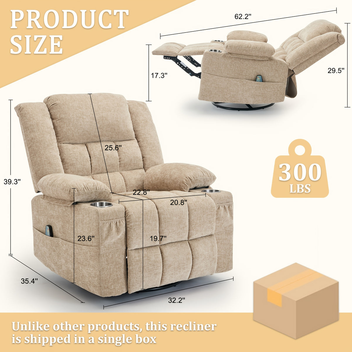 swivel recliner living room single lounge chair medium sized - Temu