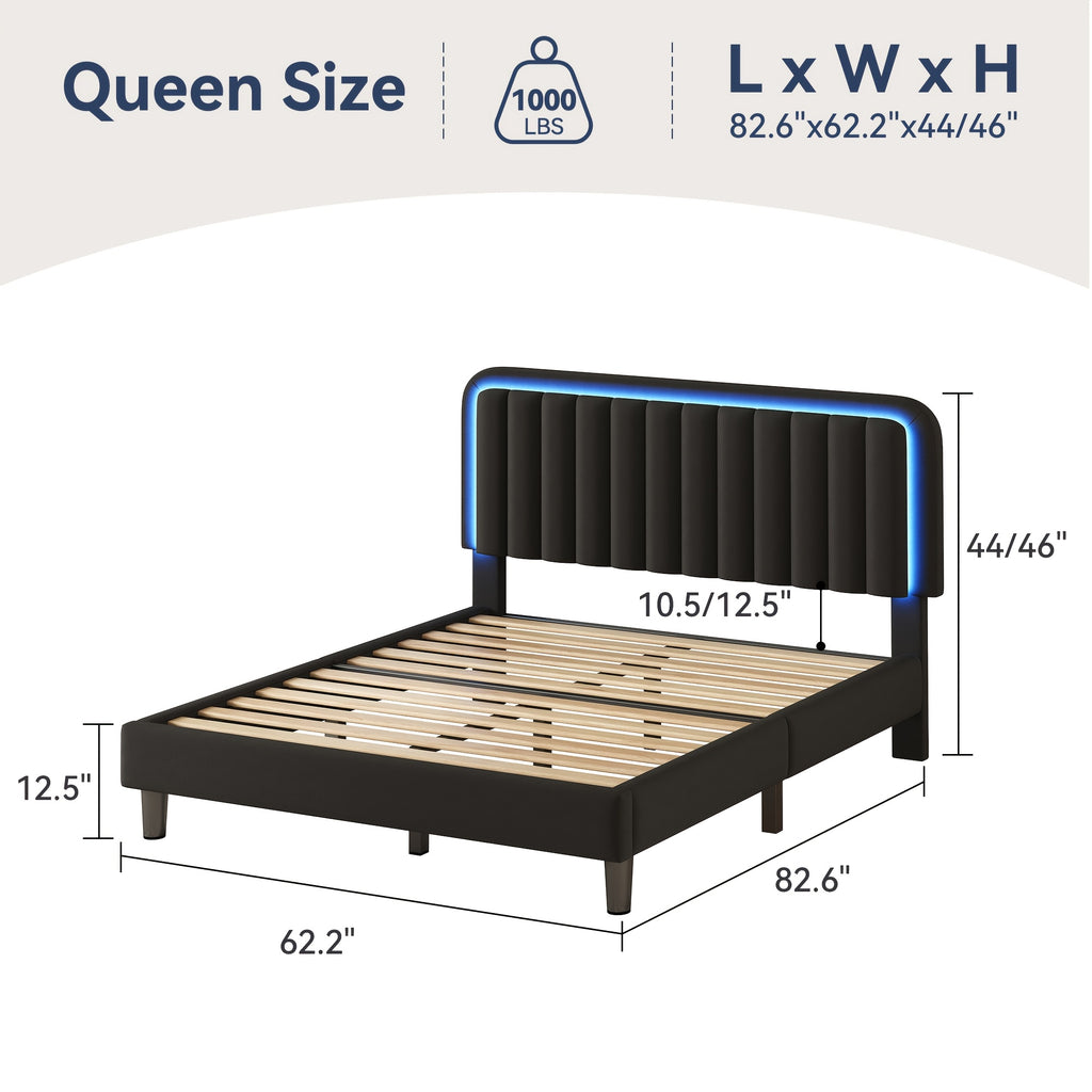 mraeer bed frame led lighting charging station full queen - Temu