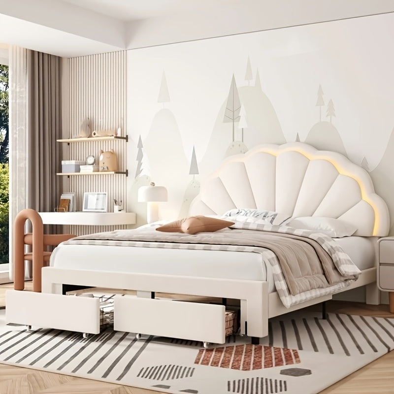 fultru led bed frame featuring a   storage drawer - Temu