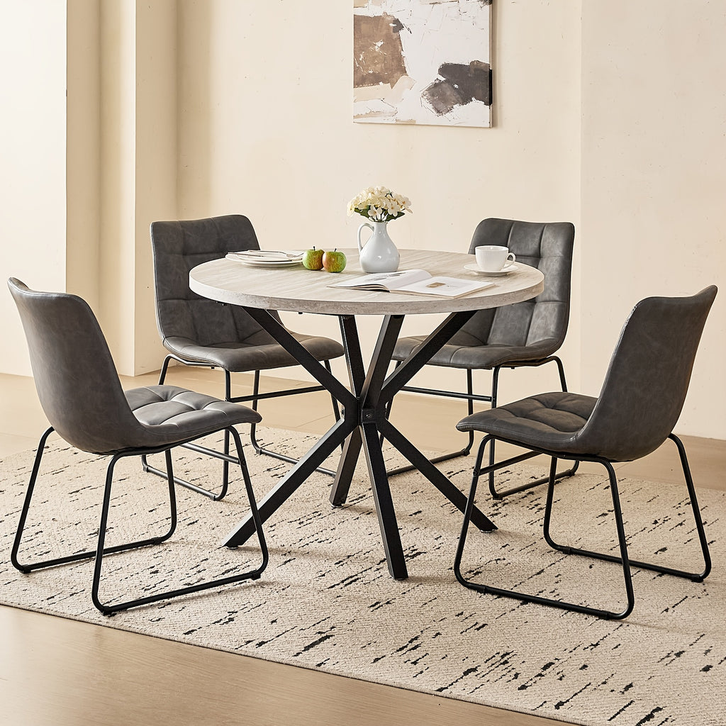 39 modern round 5pcs dining set natural wood grain - Temu