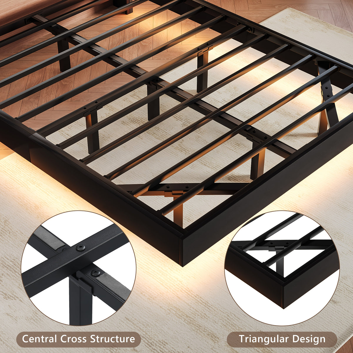 modern bed frame led lightings storage headboard - Temu