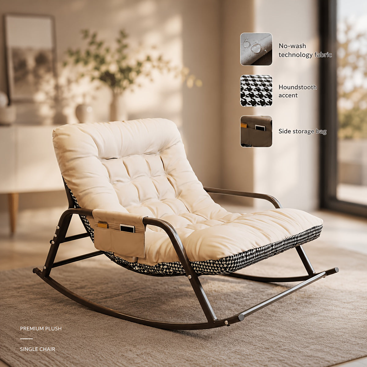 lazy rocking lounge chair soft padded recliner rocker chair - Temu