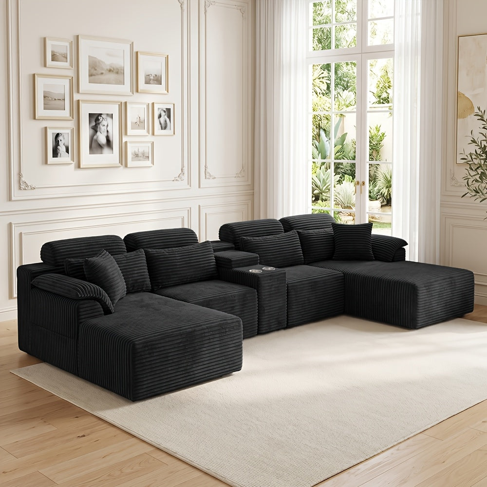 luxury u shaped modular living room sofa cup holders - Temu