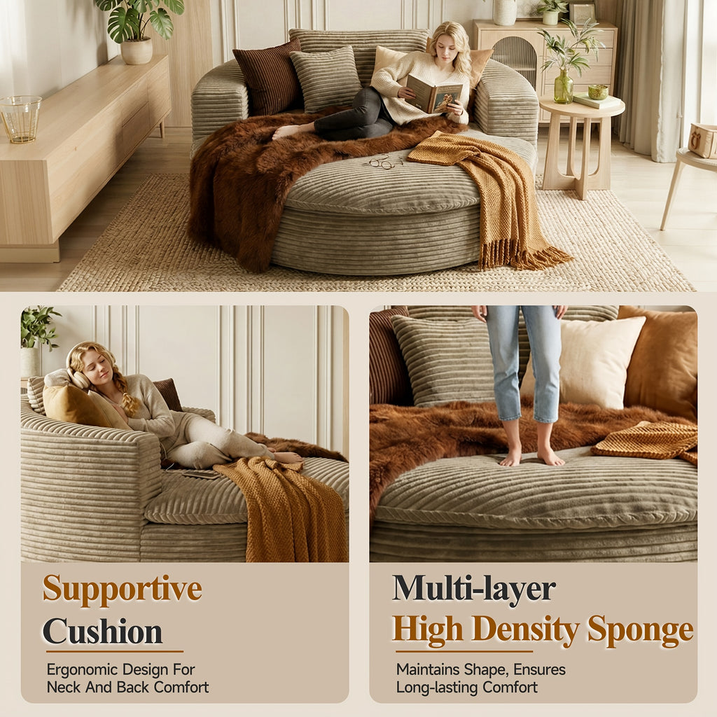 oversized round   lounge chaise extra wide corduroy - Temu
