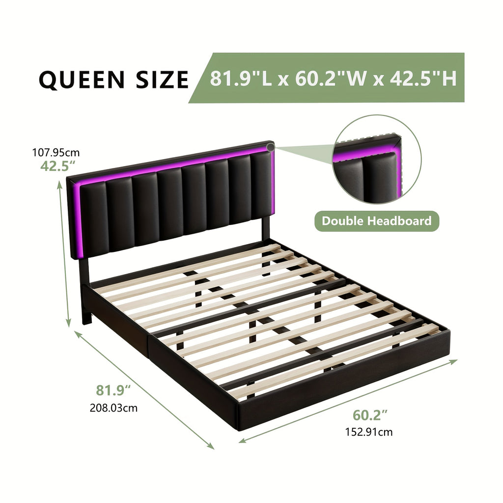 full queen king floating bed frame upholstered bed frame - Temu