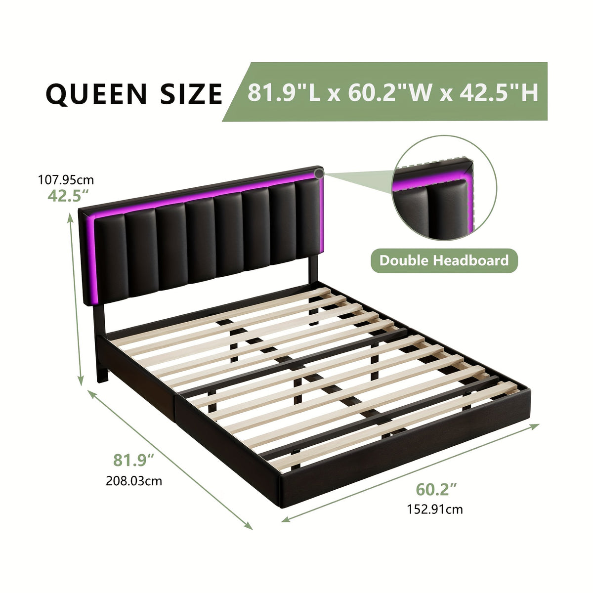 full queen king floating bed frame upholstered bed frame - Temu