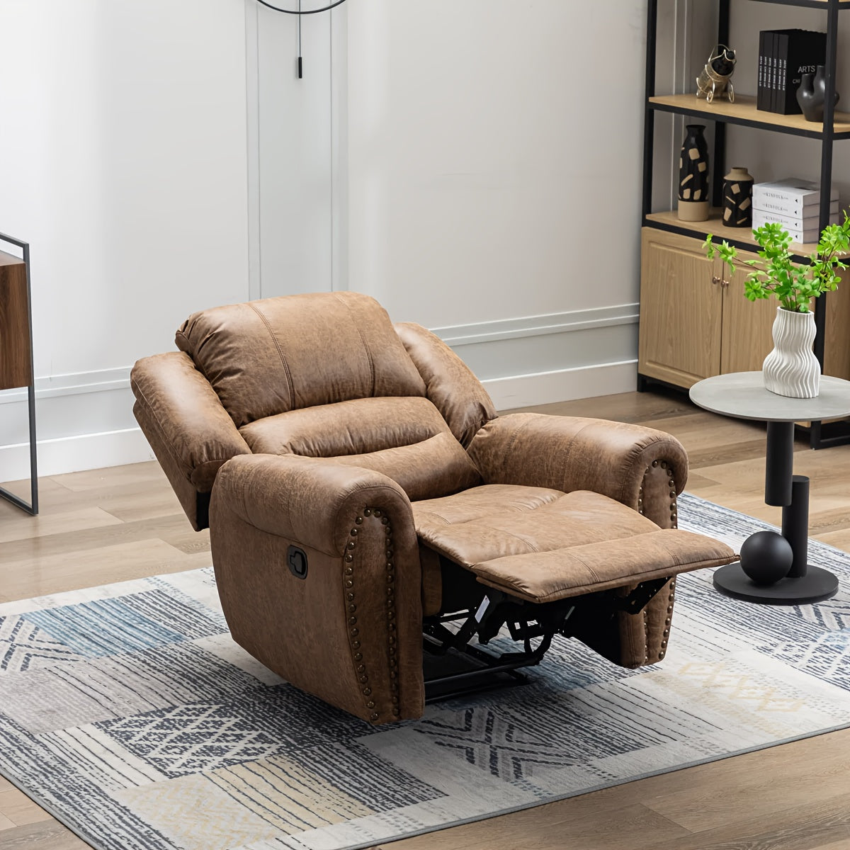 faux leather recliner chair classic traditional manual - Temu