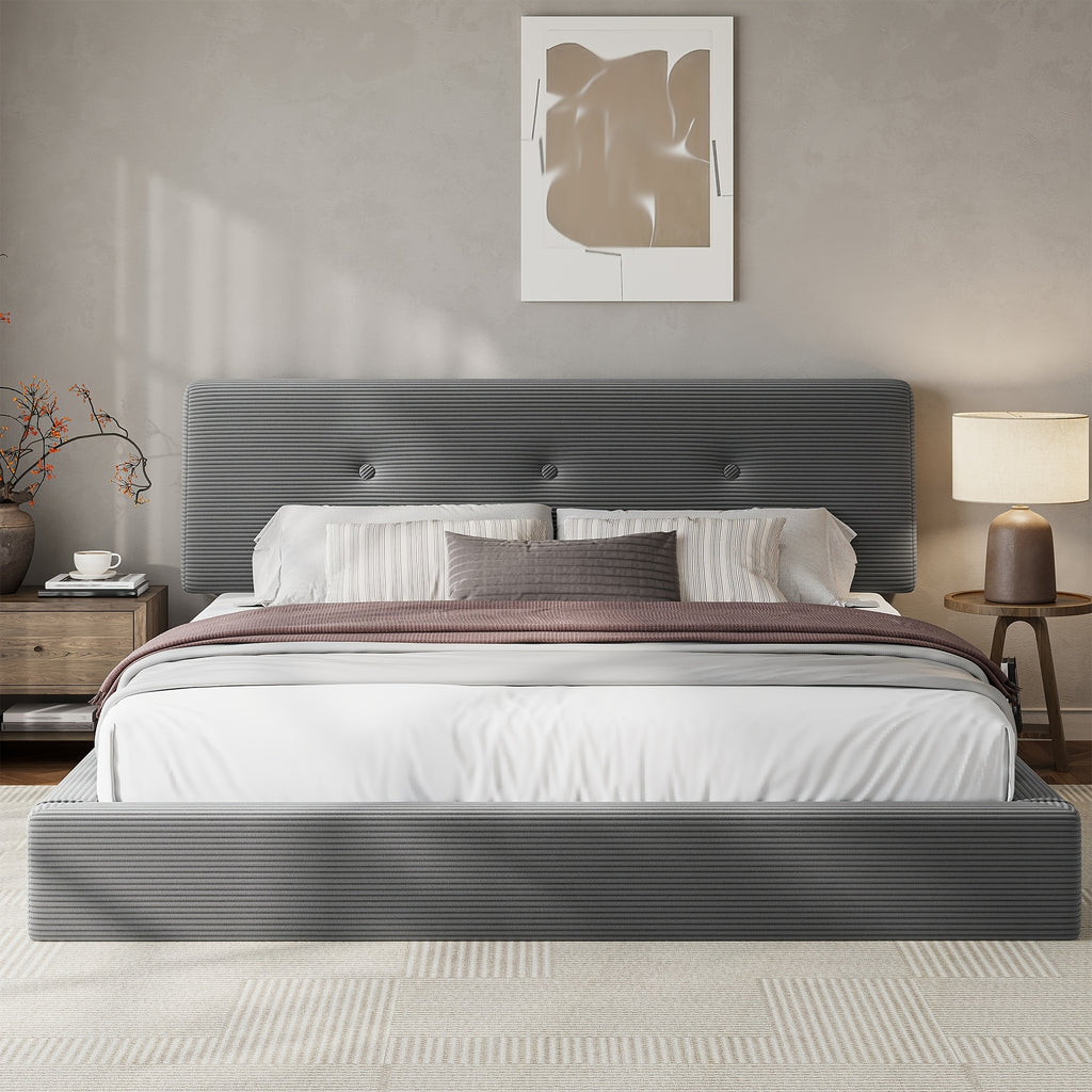 cloud bed frame adjustable headboard upholstered corduroy - Temu
