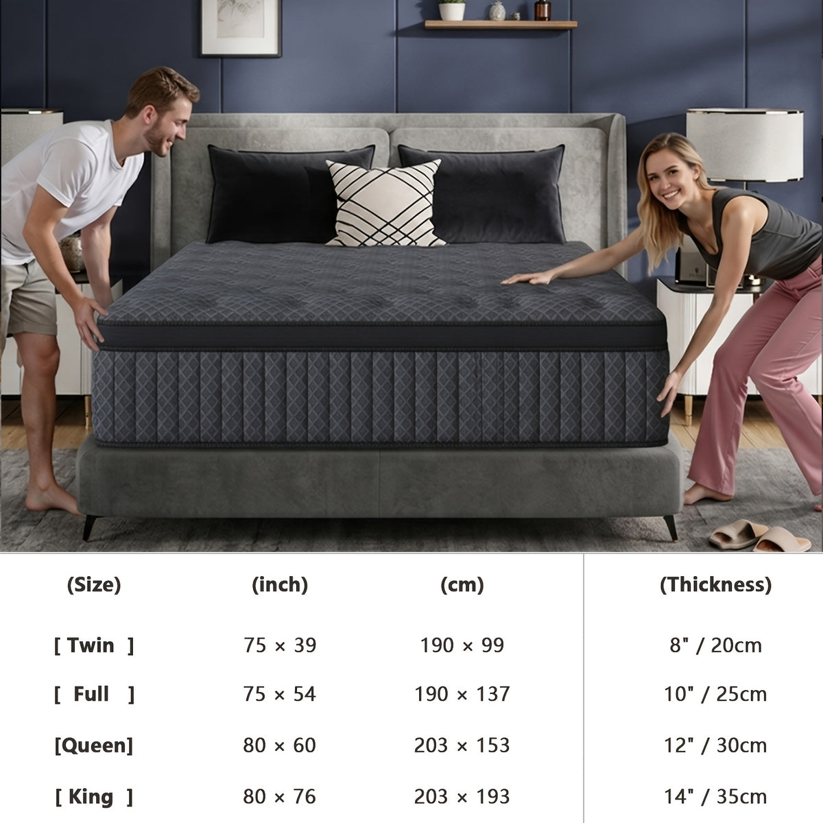 10 12 14 gel memory foam     twin - Temu
