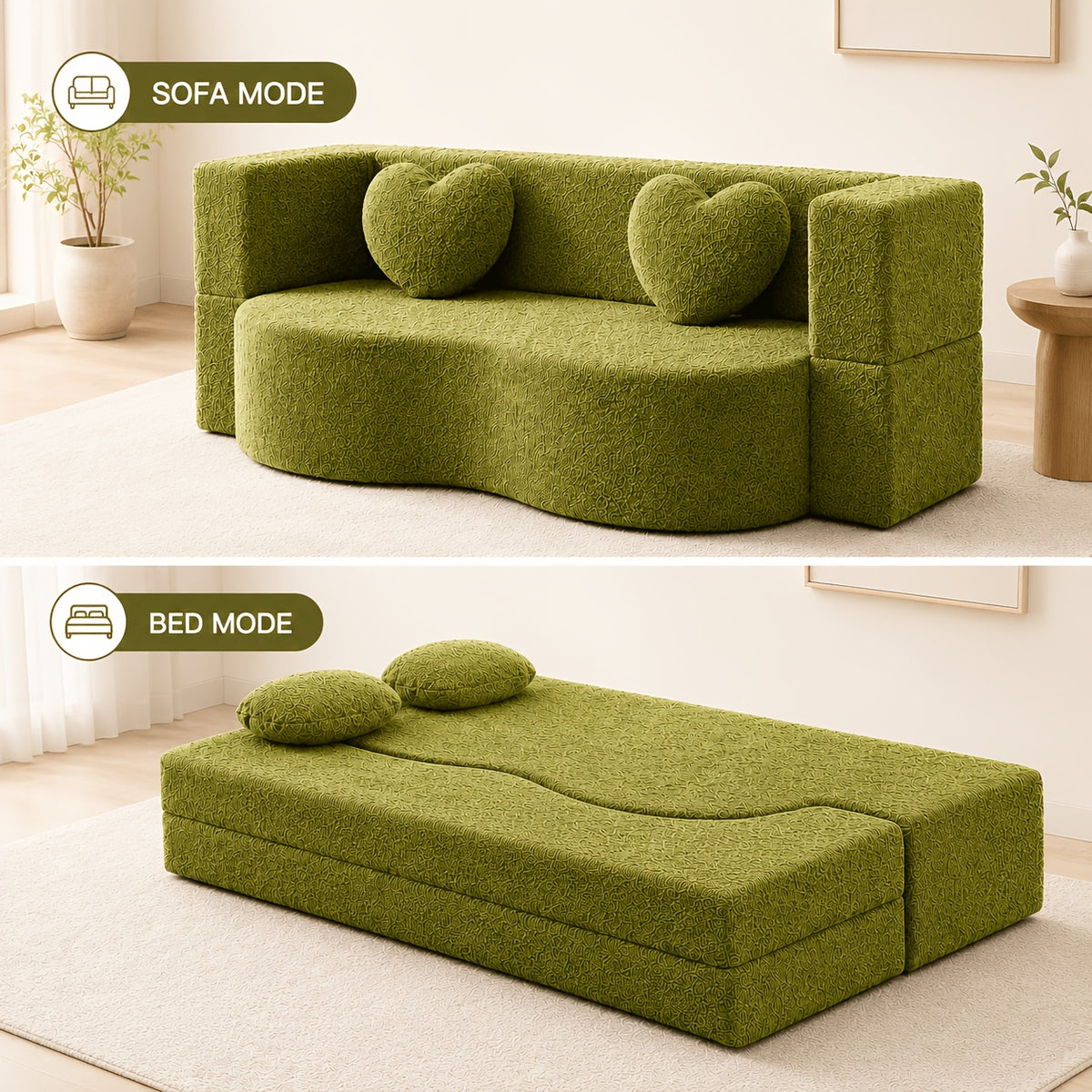 modern 2 in 1 convertible loveseat sofa bed curved sleeper - Temu