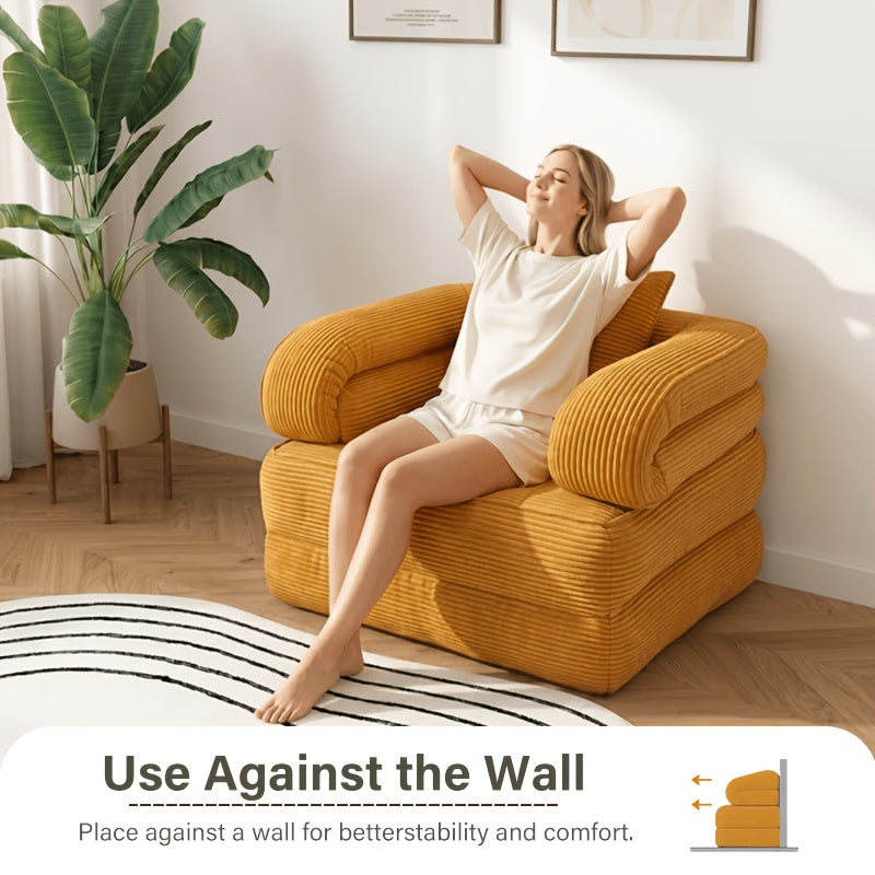 3 in 1 foldable lounge sofa a single chair bed backrest - Temu