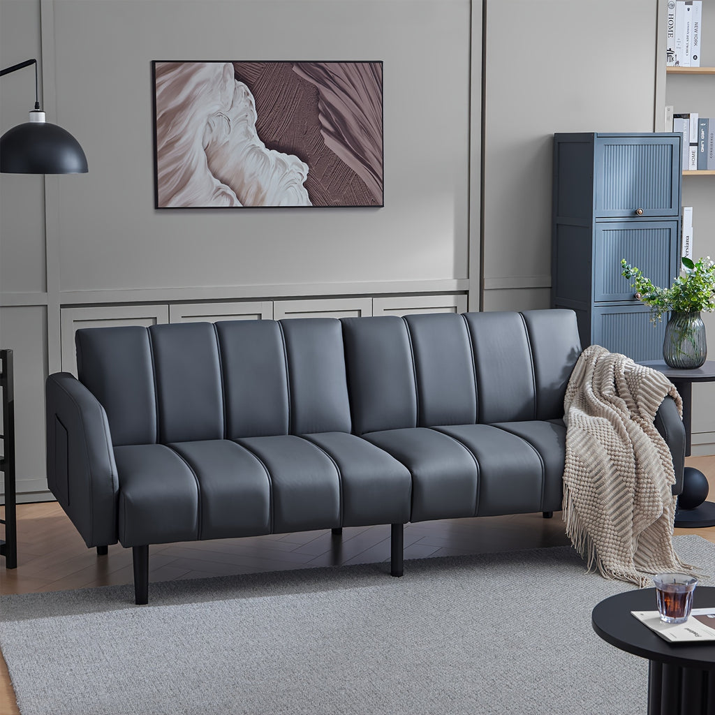 faux leather futon sofa bed 78 inch piano   queen - Temu
