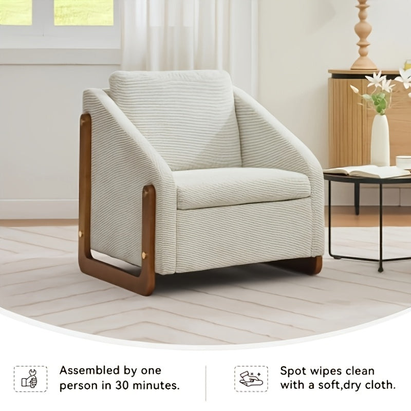 modern upholstered armchair wooden side frame accent leisure - Temu