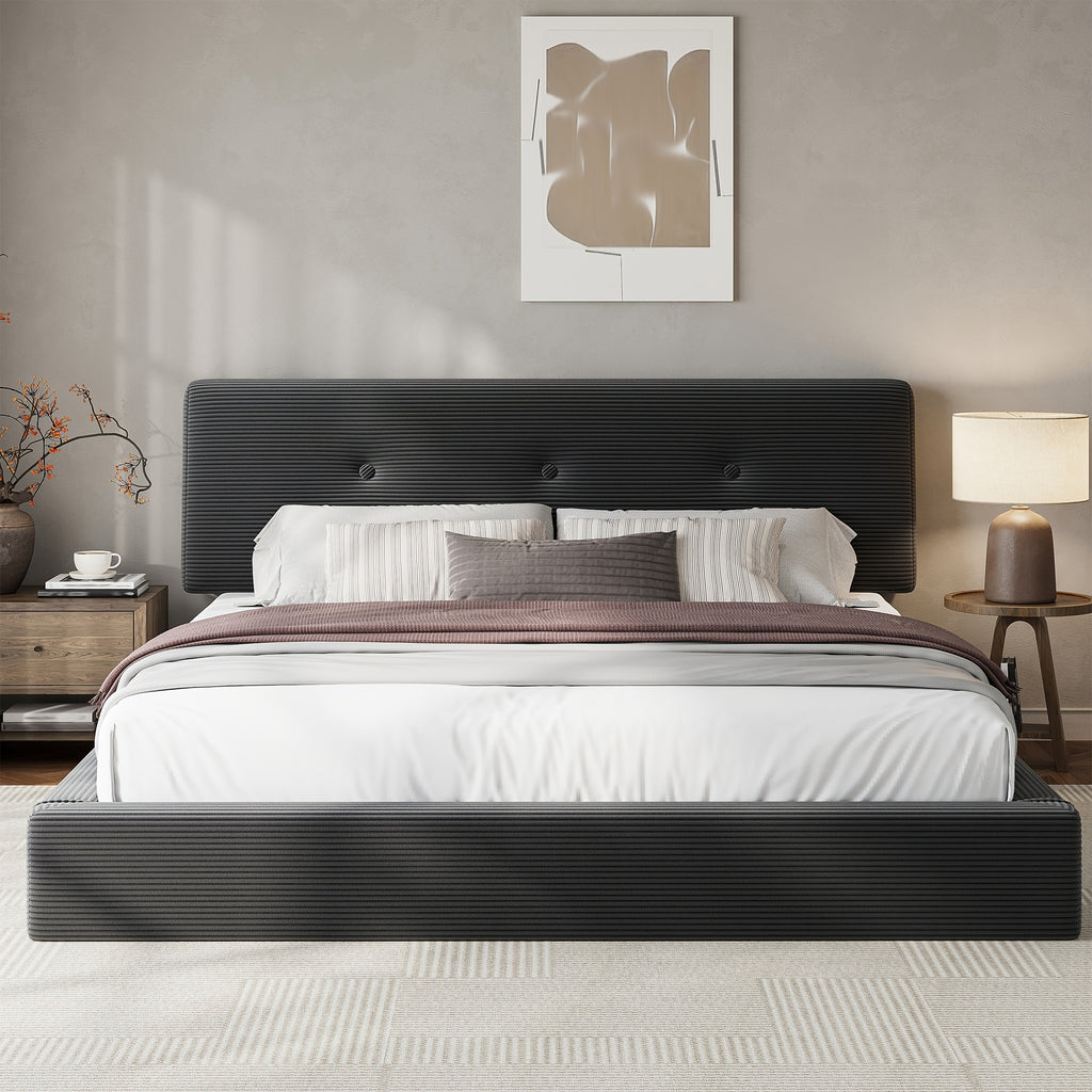 cloud bed frame adjustable headboard upholstered corduroy - Temu