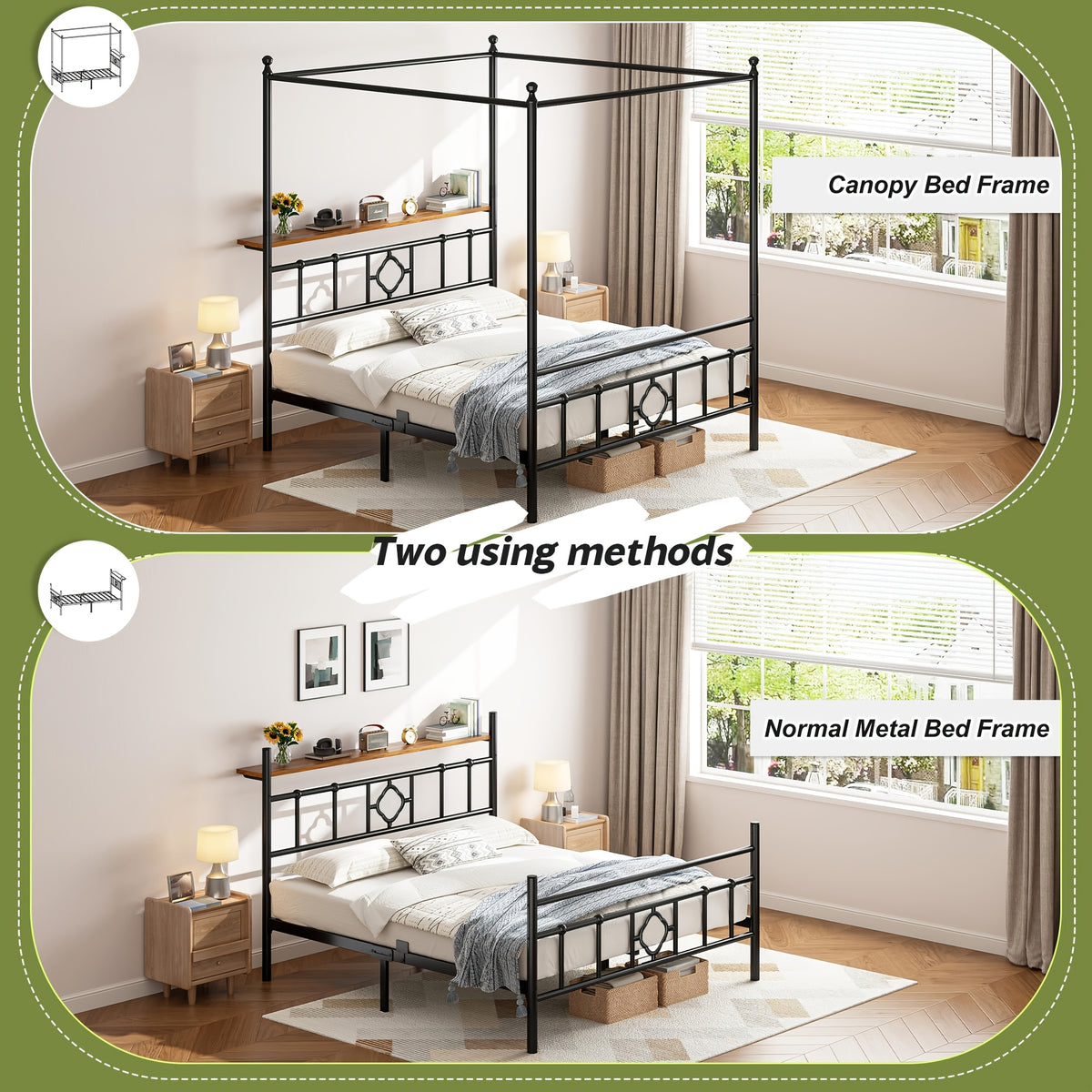 queen full twin size bed frame storage headboard - Temu