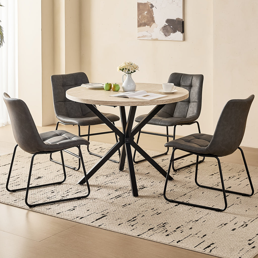 39 modern round 5pcs dining set natural wood grain - Temu