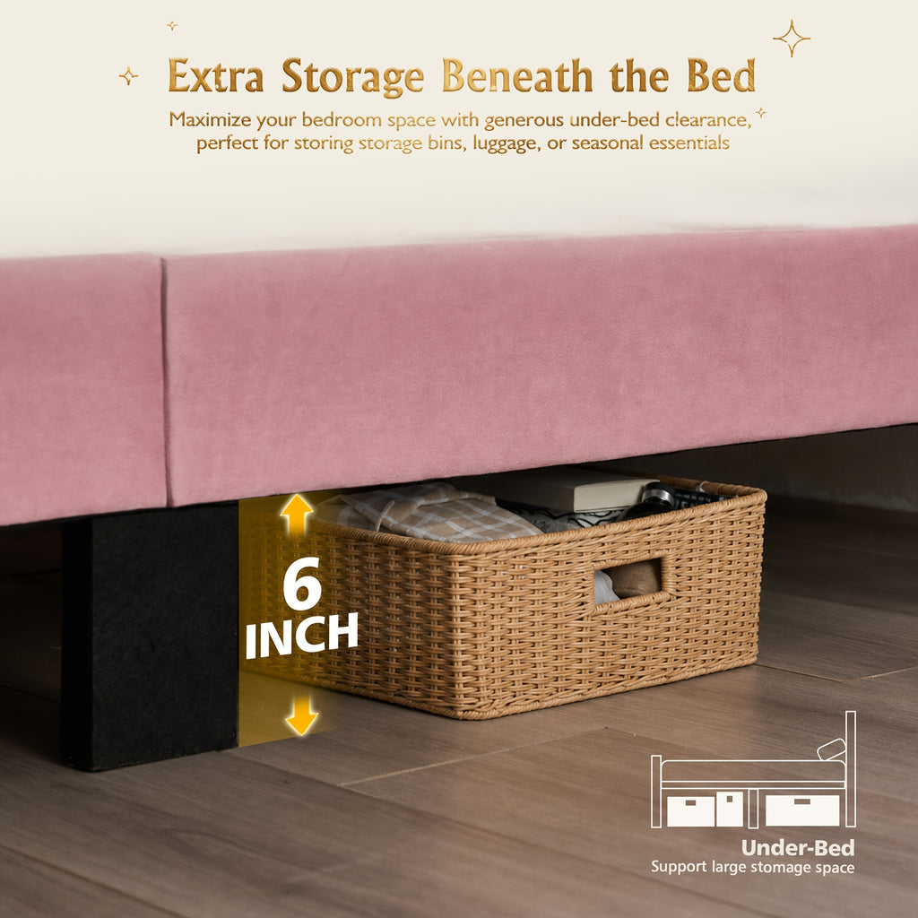 flannel upholstered platform bed frame integrated headboard - Temu