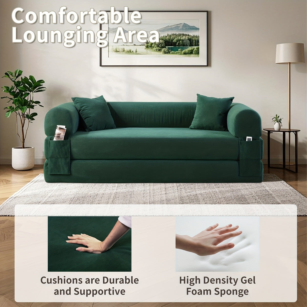 80 convertible sofa bed 3 in 1 corduroy folding pull couch - Temu