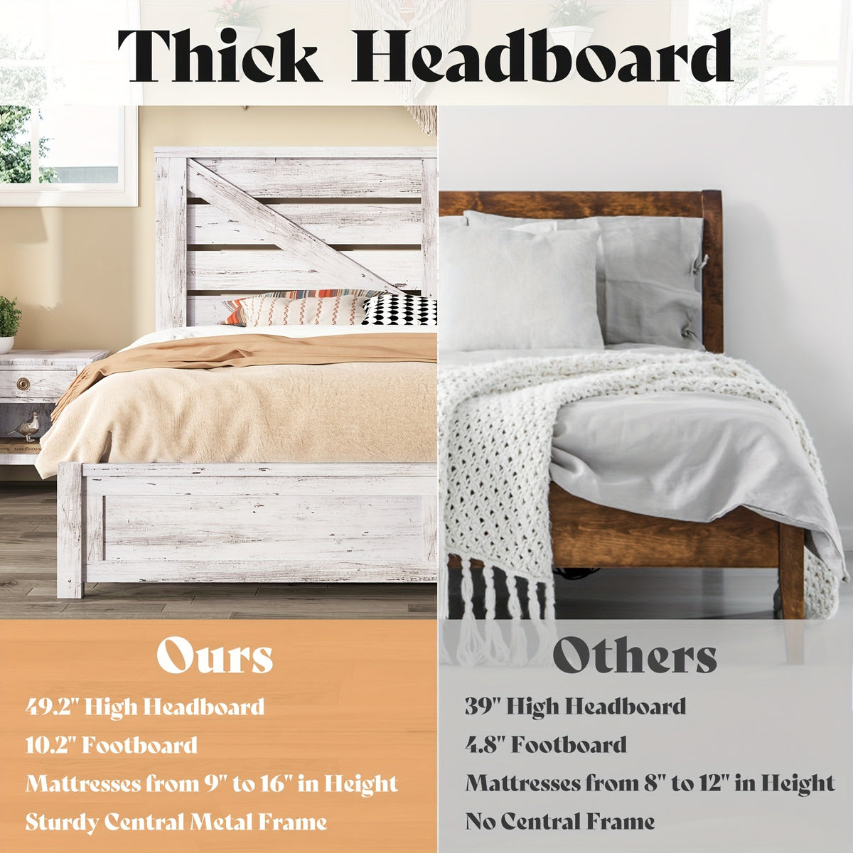 farmhouse bed frame 49 2 barn door headboard platform bed - Temu