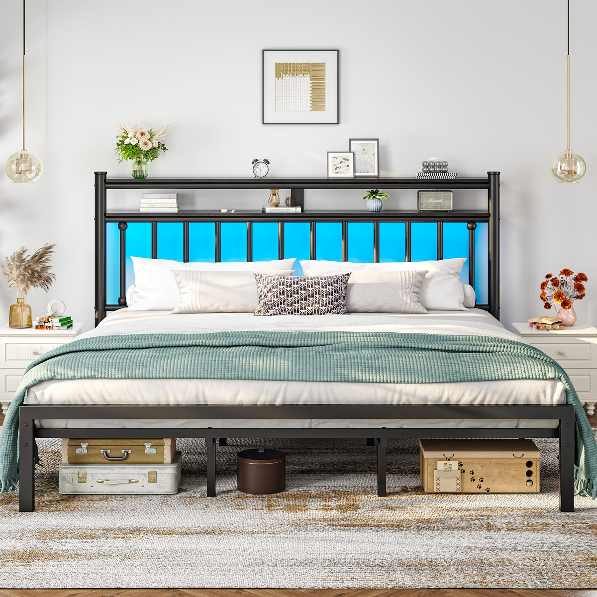 metal twin full queen king size bed frame 2 tier storage - Temu