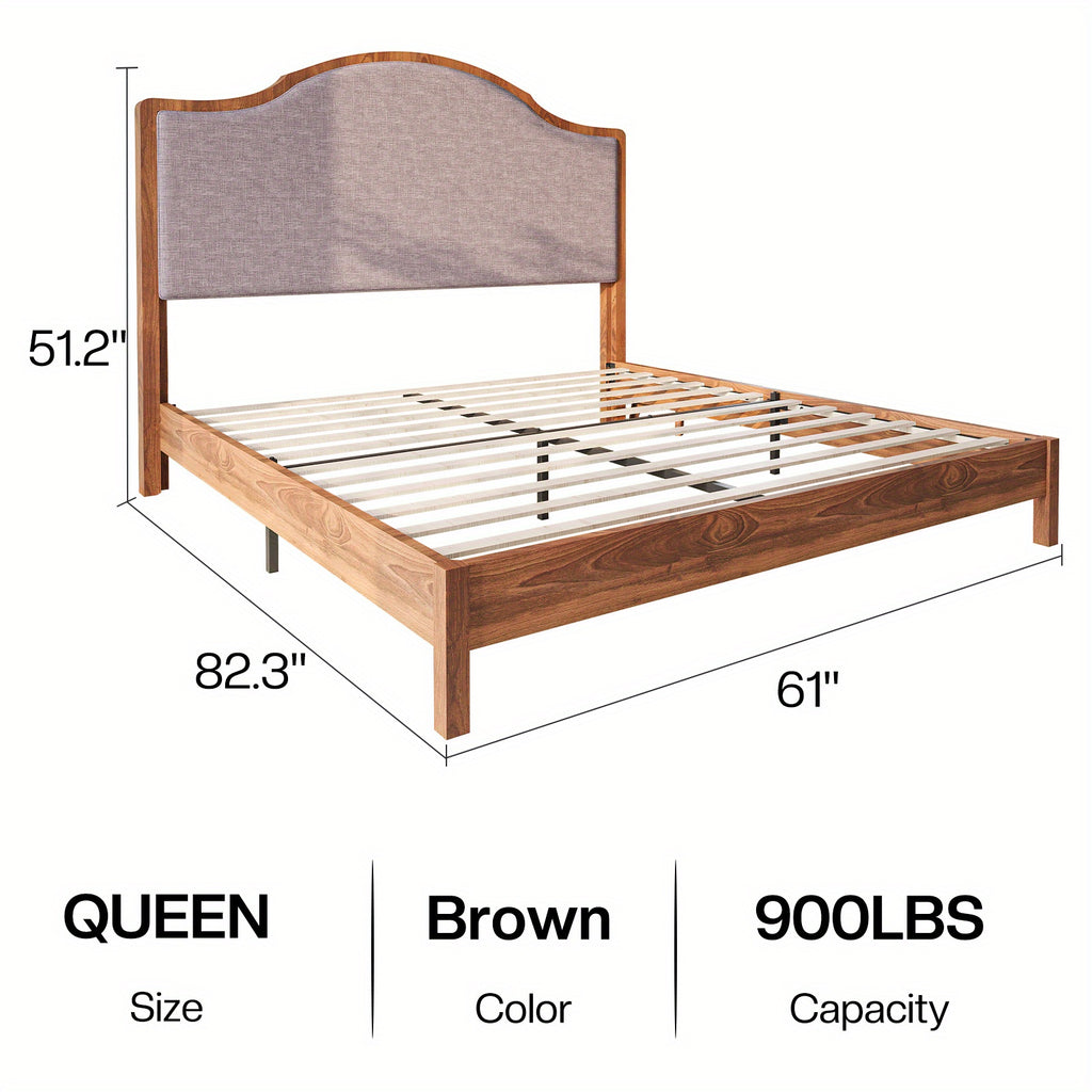 solid wood platform bed frame upholstered curved - Temu