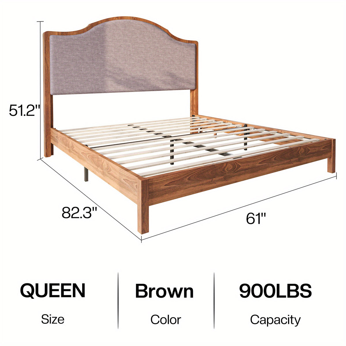 solid wood platform bed frame upholstered curved - Temu
