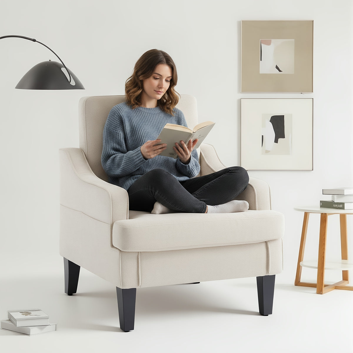 century modern armchair plush padded accent chair   - Temu