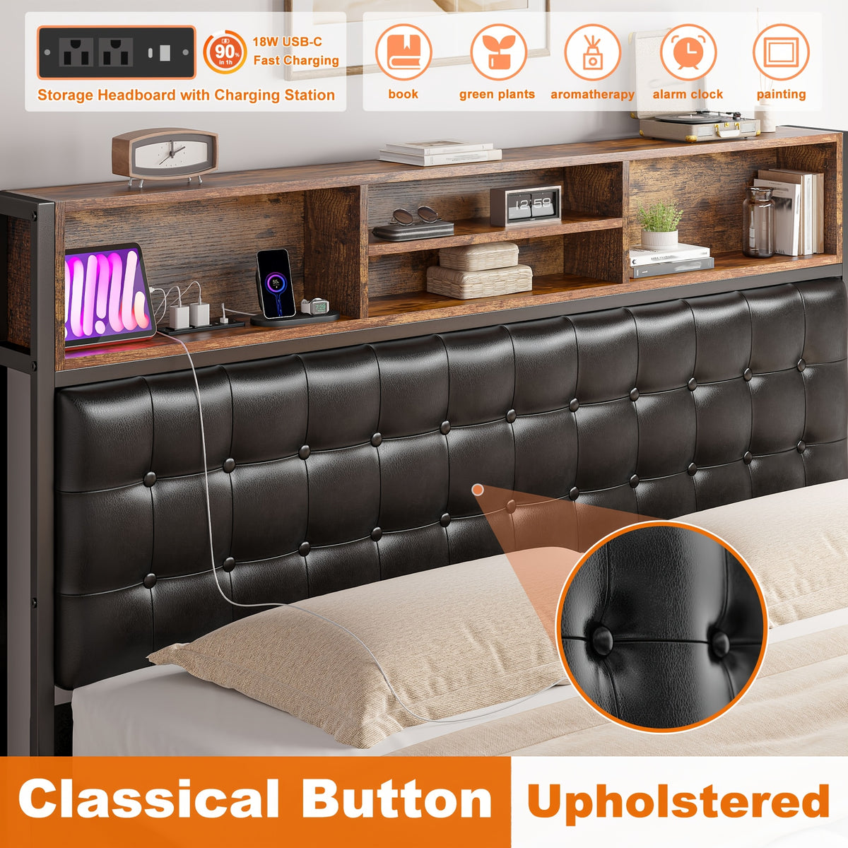 king queen full bed frame 4 storage drawers headboard - Temu