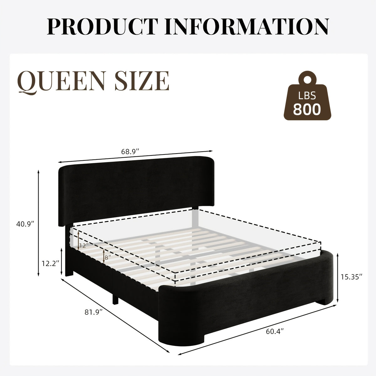 curved headboard footboard full queen size bed frame velvet - Temu