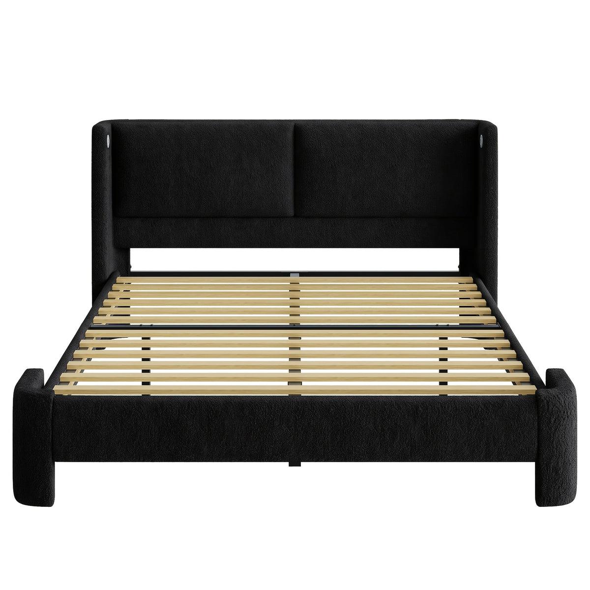 queen bed frame usb ports wingback headboard boucle - Temu