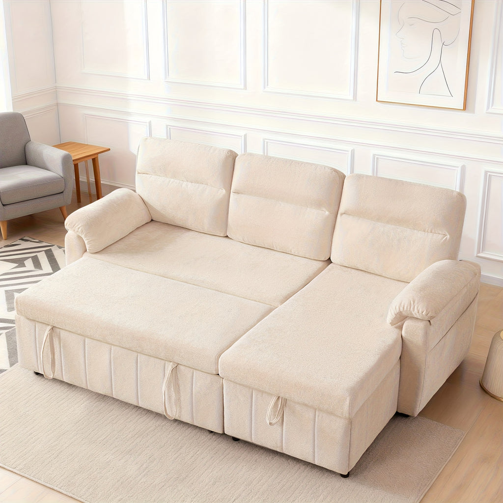 convertible sofa bed a pullout mattress featuring a chaise - Temu