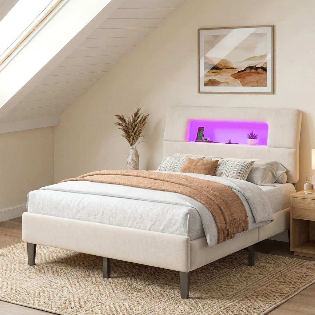 king queen full twin bed frame velvet material soft - Temu