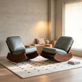 solid wood rocking accent chair faux leather upholstered - Temu